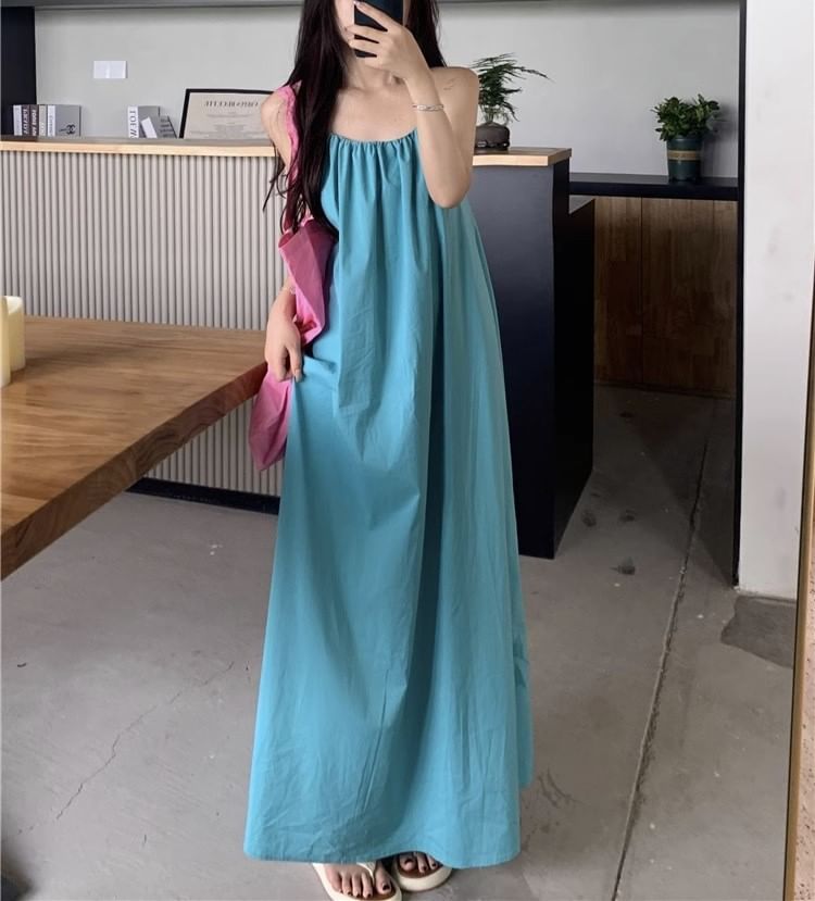 Print Dress Sleeveless Halter Neck Maxi