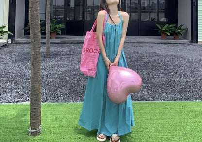 Print Dress Sleeveless Halter Neck Maxi