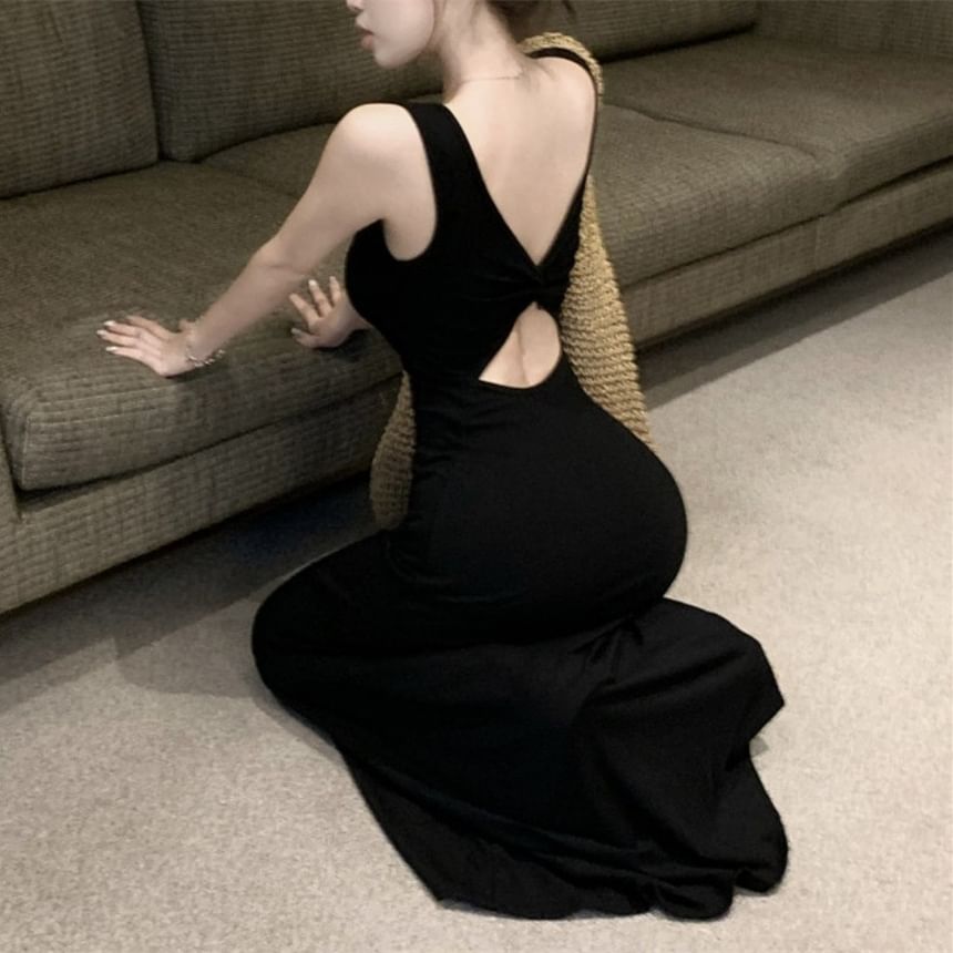 Dress Neckline Maxi Backless Sleeveless Bowknot