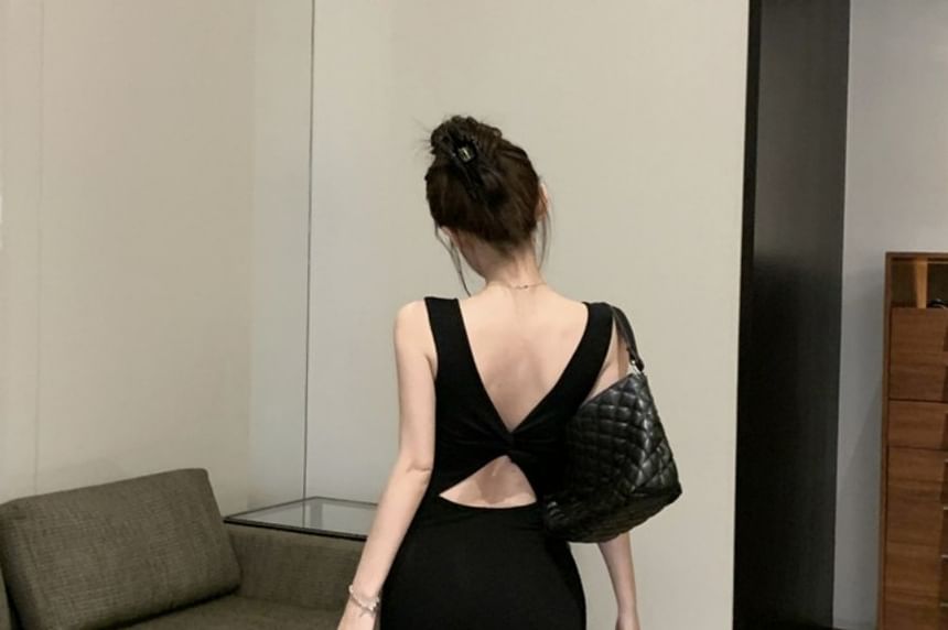 Dress Neckline Maxi Backless Sleeveless Bowknot