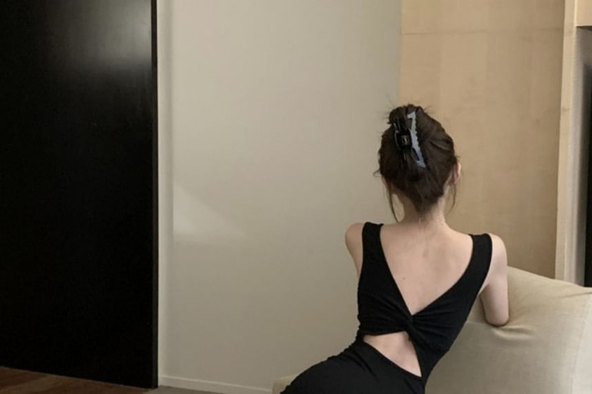 Dress Neckline Maxi Backless Sleeveless Bowknot