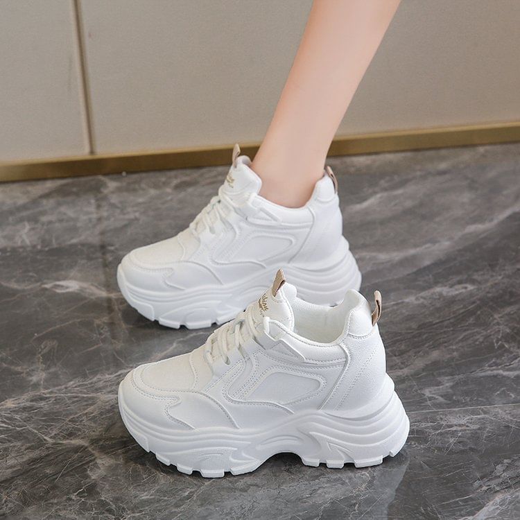 Panel Sneakers Platform Wedge Hidden