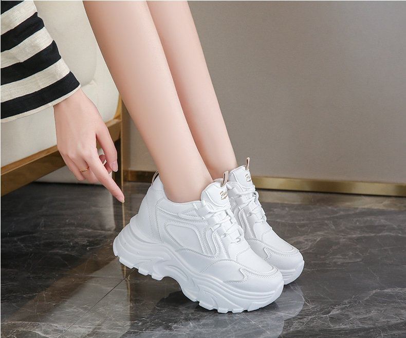 Panel Sneakers Platform Wedge Hidden