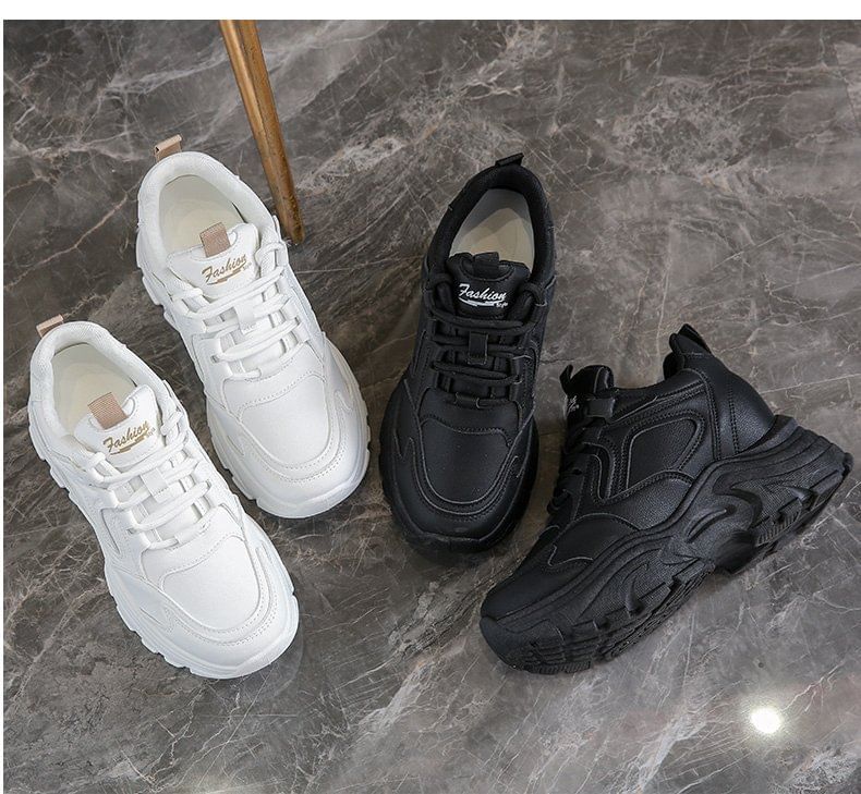 Panel Sneakers Platform Wedge Hidden