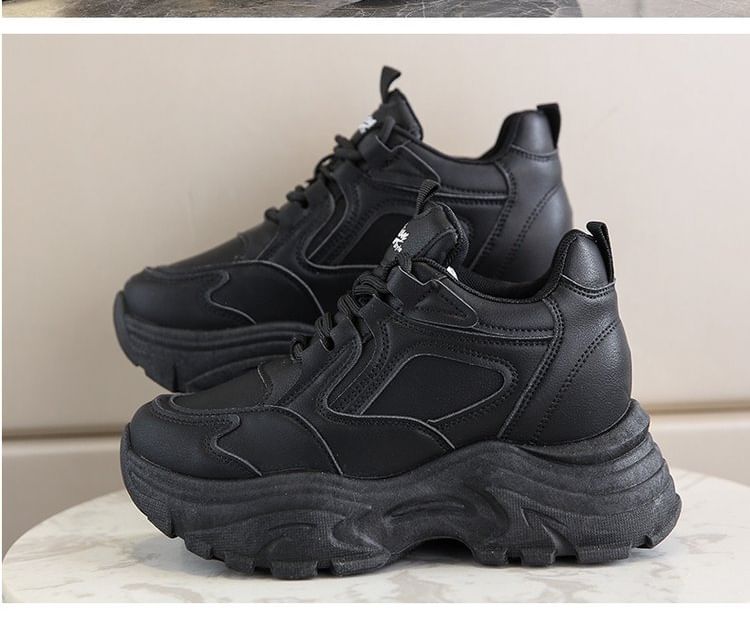 Panel Sneakers Platform Wedge Hidden