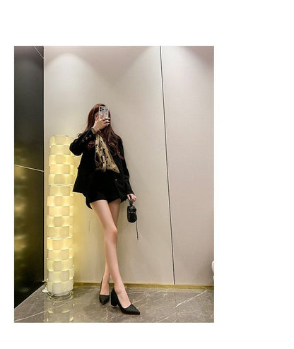 Pumps Pointed Toe Block Heel Glitter