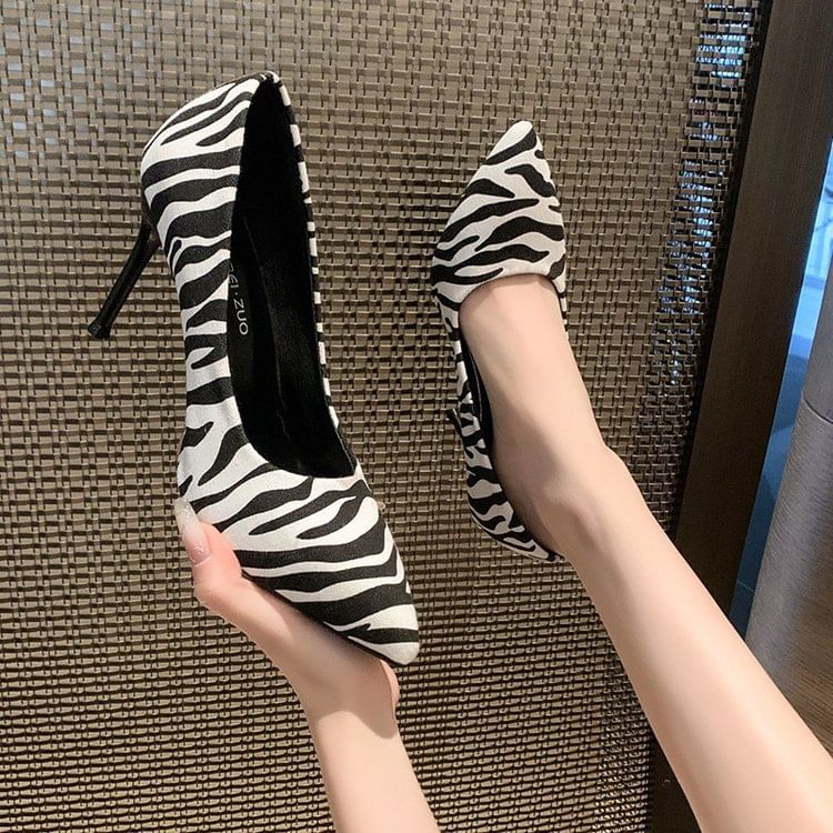 Pumps Pointed Stiletto Zebra Print Toe
