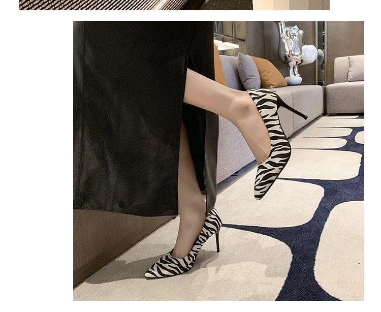 Pumps Pointed Stiletto Zebra Print Toe
