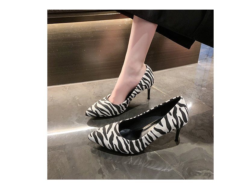 Pumps Pointed Stiletto Zebra Print Toe