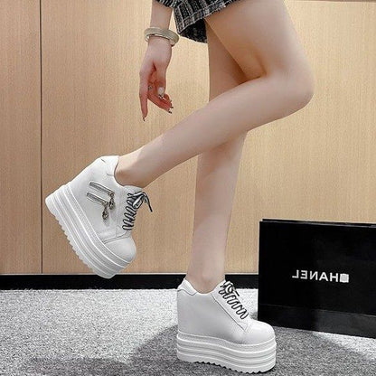 Platform Hidden Wedge Panel Zip Sneakers