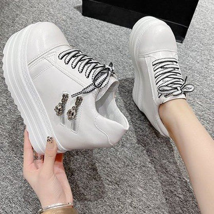 Platform Hidden Wedge Panel Zip Sneakers