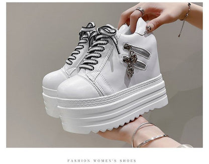 Platform Hidden Wedge Panel Zip Sneakers