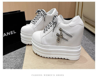 Platform Hidden Wedge Panel Zip Sneakers