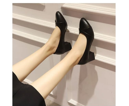 Heel Pointed Block Toe Pumps