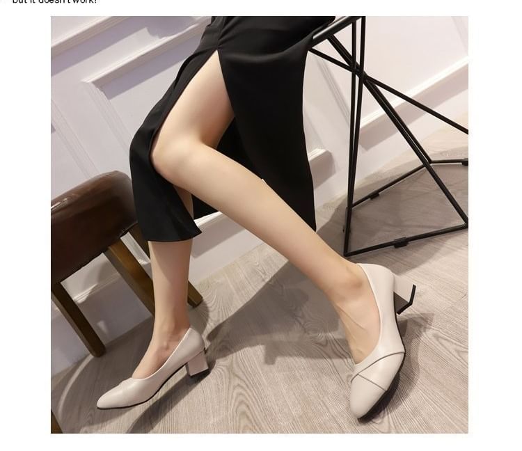 Heel Pointed Block Toe Pumps