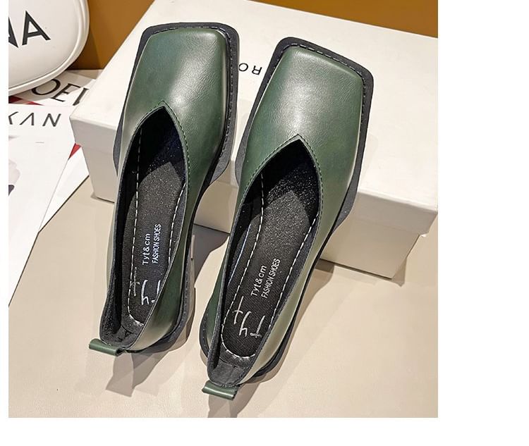Toe Square Flats Leather Faux
