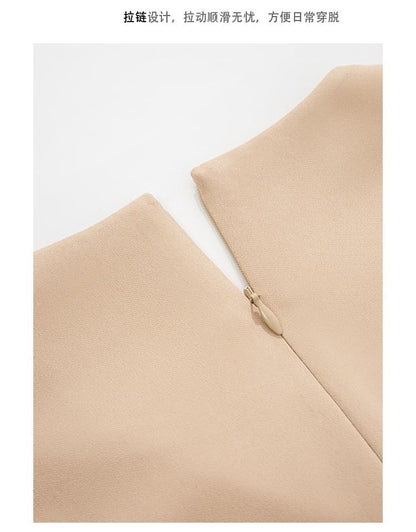 Asymmetric Sleeveless Top / High-Waisted Straight Pants