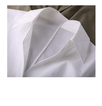 Plain V-Neck Puff-Sleeved Blouse