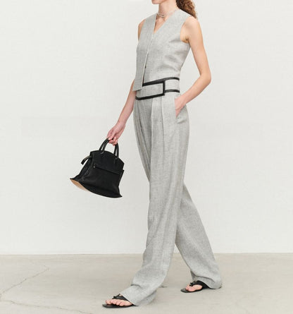 V-Neck Sleeveless Top / Straight Dress Pants / Skirt