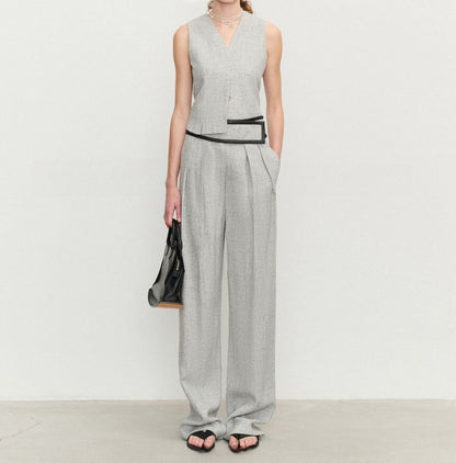 V-Neck Sleeveless Top / Straight Dress Pants / Skirt