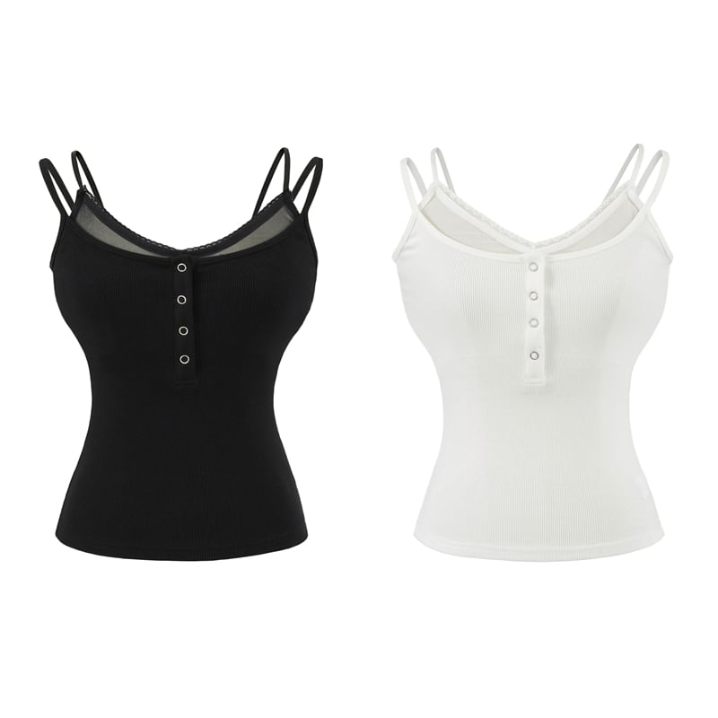 Mock Two-Piece Plain Camisole Top