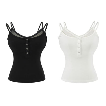 Mock Two-Piece Plain Camisole Top