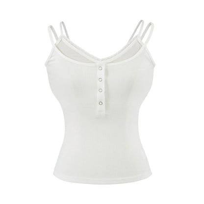 Mock Two-Piece Plain Camisole Top