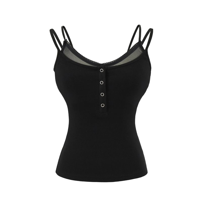 Mock Two-Piece Plain Camisole Top