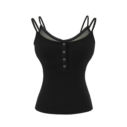 Mock Two-Piece Plain Camisole Top
