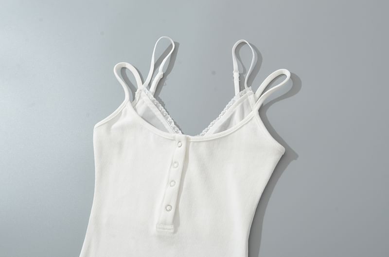 Mock Two-Piece Plain Camisole Top