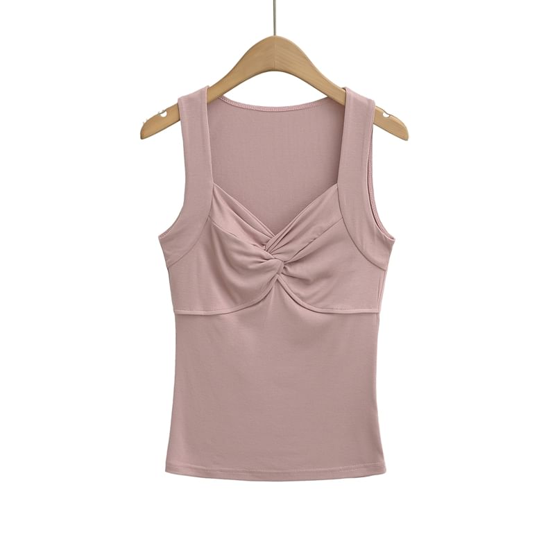 Twisted V-Neck Plain Tank Top