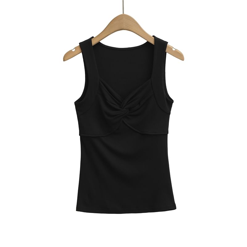Twisted V-Neck Plain Tank Top