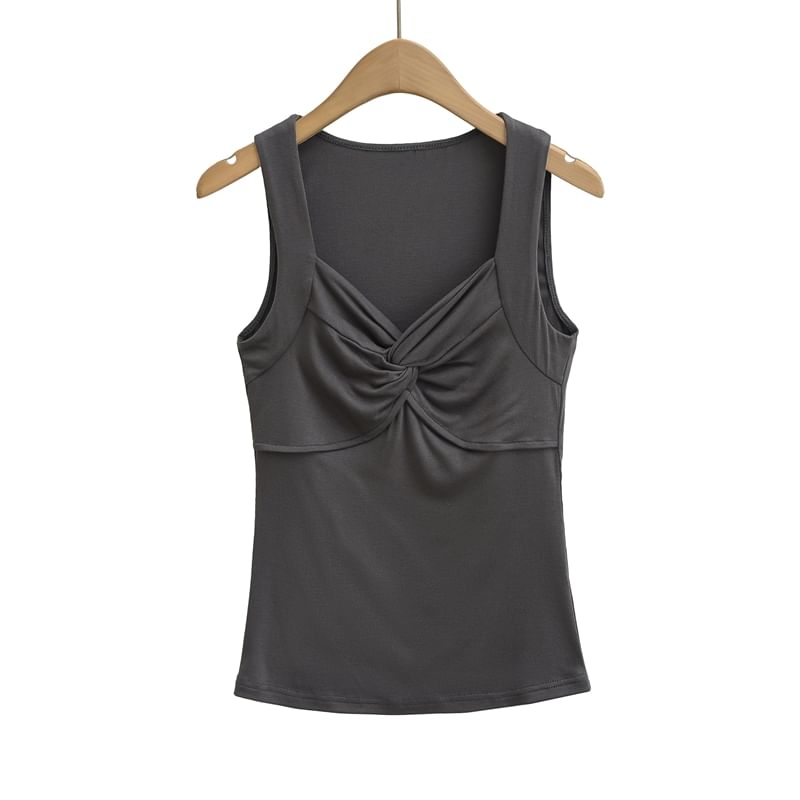 Twisted V-Neck Plain Tank Top