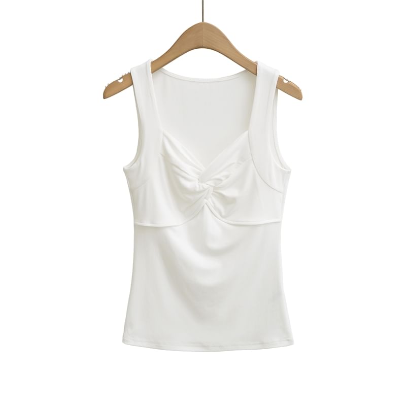 Twisted V-Neck Plain Tank Top