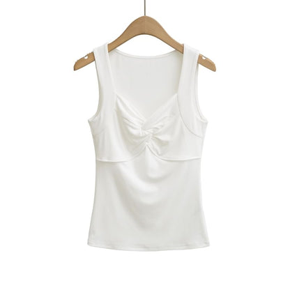 Twisted V-Neck Plain Tank Top