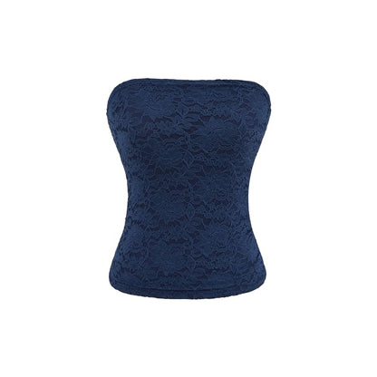 Ruched Lace Plain Tube Top