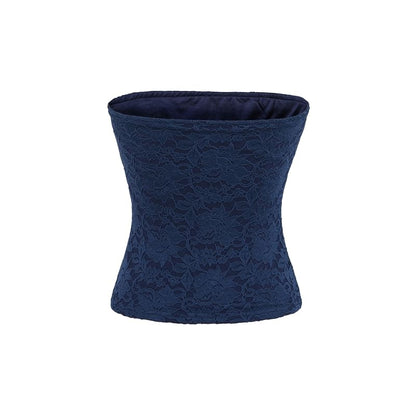 Ruched Lace Plain Tube Top