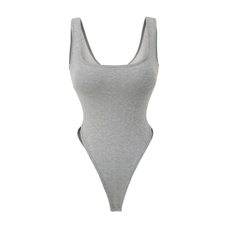 Padded Sleeveless Square-Neck Bodysuit Top