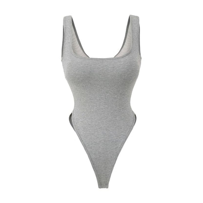 Padded Sleeveless Square-Neck Bodysuit Top
