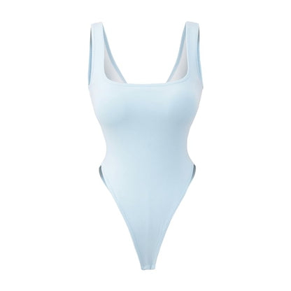 Padded Sleeveless Square-Neck Bodysuit Top