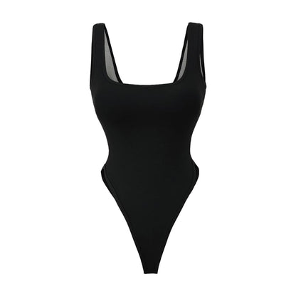 Padded Sleeveless Square-Neck Bodysuit Top