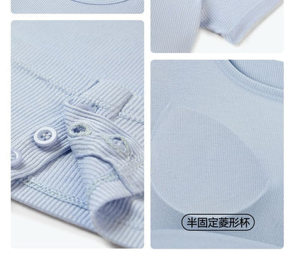 Plain Padded Scoop Neck Short-Sleeved Tee