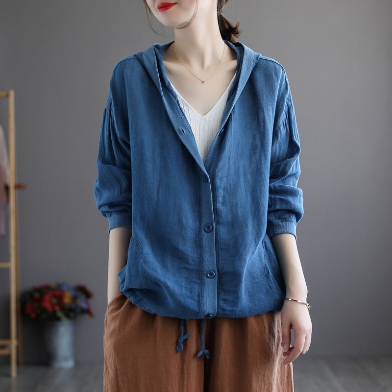 Hooded Denim Shirt Jacket