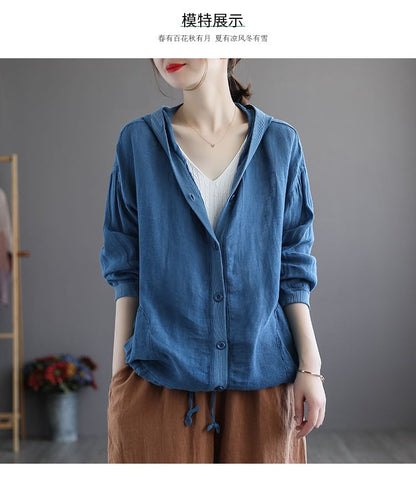 Hooded Denim Shirt Jacket