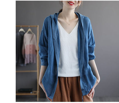 Hooded Denim Shirt Jacket