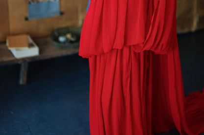 One Shoulder Cape Sleeve Plain Wedding Gown
