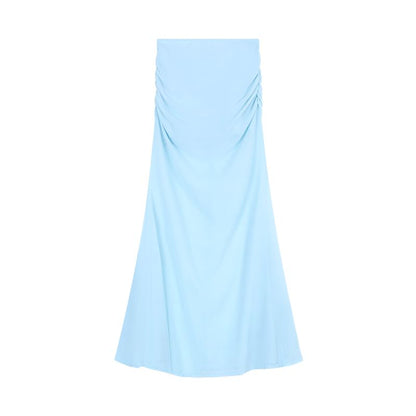 Set with Cropped Tube Top and Ruched Mesh Mermaid Maxi Skirt