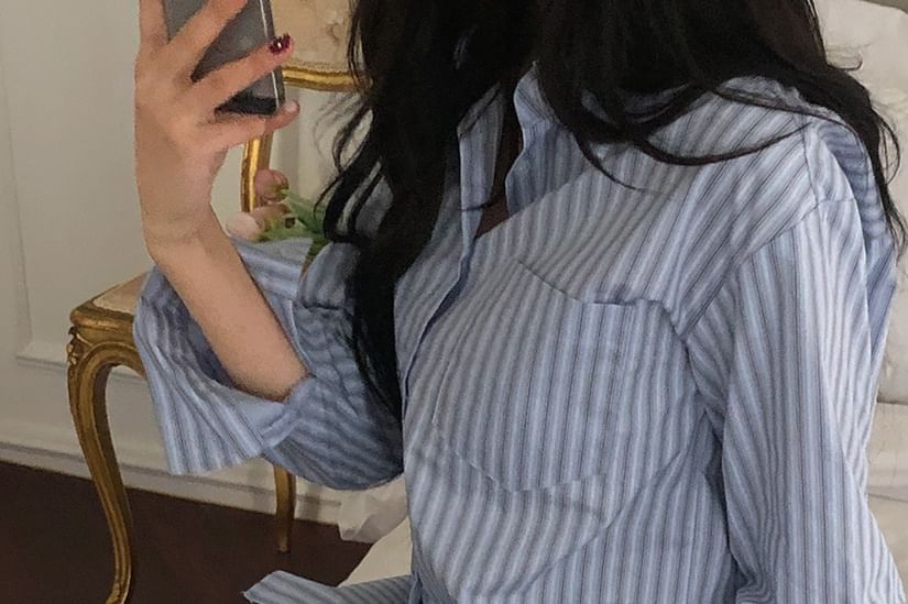 Plaid Pocket-Detail Long-Sleeved Shirt