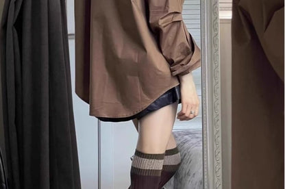Plain Oversized Long-Sleeved Shirt