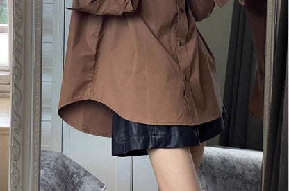 Plain Oversized Long-Sleeved Shirt